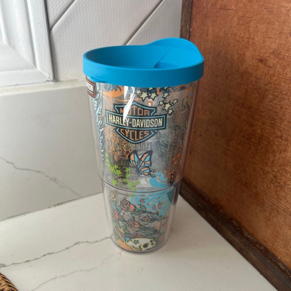 Harley Davidson Tervis 24 oz Tumbler Harley Forever, Eagle Wings, Roses, Flaming